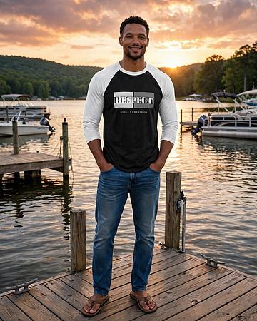 Respect: Baseball Style ¾ Raglan Sleeve T-Shirt (Black/White)