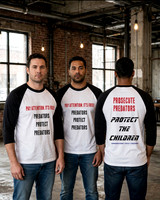 Protect The Children - P3: Baseball Style ¾ Raglan Sleeve T-Shirt (White/Black)