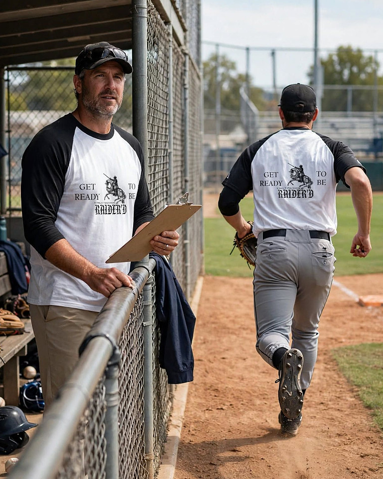 Get Ready To Be Raider'd: Baseball Style ¾ Raglan Sleeve T-Shirt (White/Black)