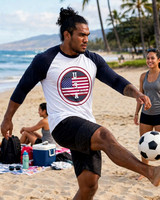 U.S.A.: Baseball Style ¾ Raglan Sleeve T-Shirt (White/Navy)