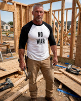 No War: Baseball Style ¾ Raglan Sleeve T-Shirt (White/Black)
