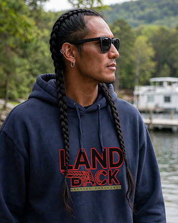 Landback Feather Flyer: Premium Oversized Hoodie (Midnight Navy)