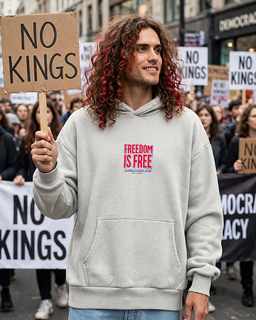 Premium Oversized Hoodie (Bone): Freedom Is Free. Control Carriers Costs