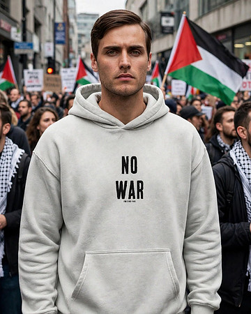 Premium Oversized Hoodie (Bone): No War