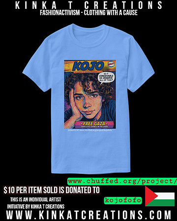 Basic Dark T-Shirt (Carolina Blue): Kojo From Gaza