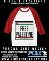 Basic 3/4 Sleeve Raglan T-Shirt (Red/White): Free Palestine - I Stand In Solidarity