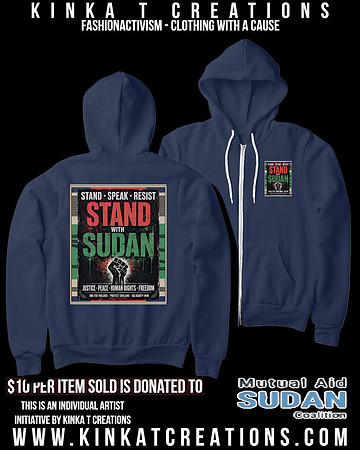 Adult Zip-Up Hoodie (Navy): Stand With Sudan