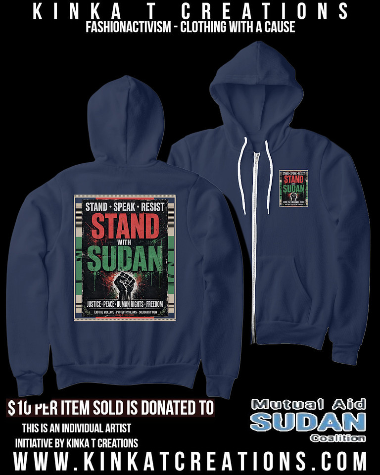Adult Zip-Up Hoodie (Navy): Stand With Sudan