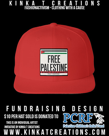 YP - Classics Adult Flat Visor Classic Snapback Cap (Red): Free Palestine - I Stand In Solidarity