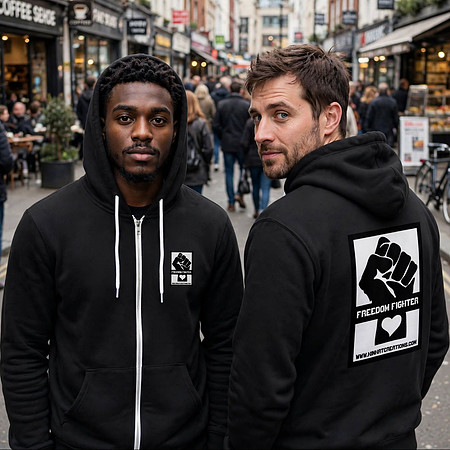 Full Zip Hoodie (Black): Freedom Fighter
