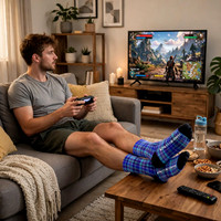 Socks: Blue Plaid Socks
