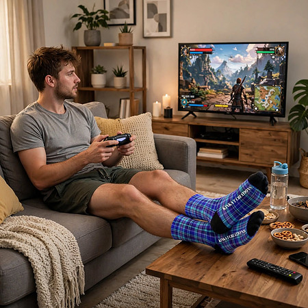 Socks: Blue Plaid Socks
