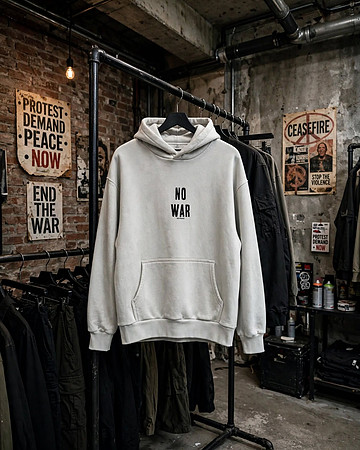 Premium Oversized Hoodie (Bone): No War