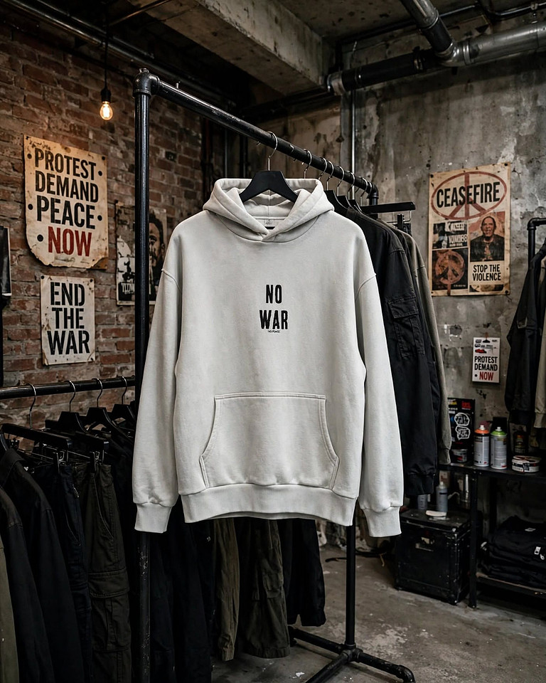 Premium Oversized Hoodie (Bone): No War