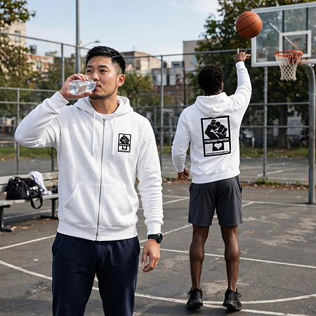 Full Zip Hoodie (White): Freedom Fighter