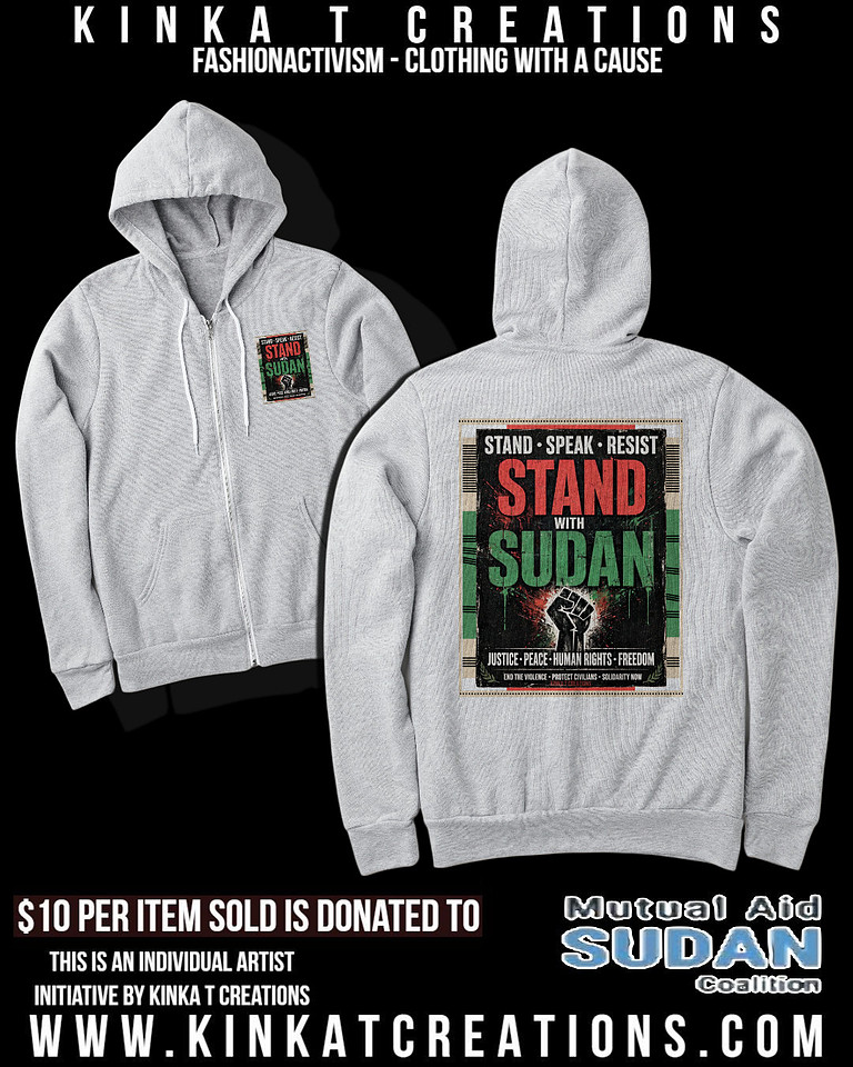 Adult Zip-Up Hoodie (Athletic Heather): Stand With Sudan