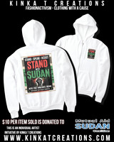 Adult Zip-Up Hoodie (White): Stand With Sudan