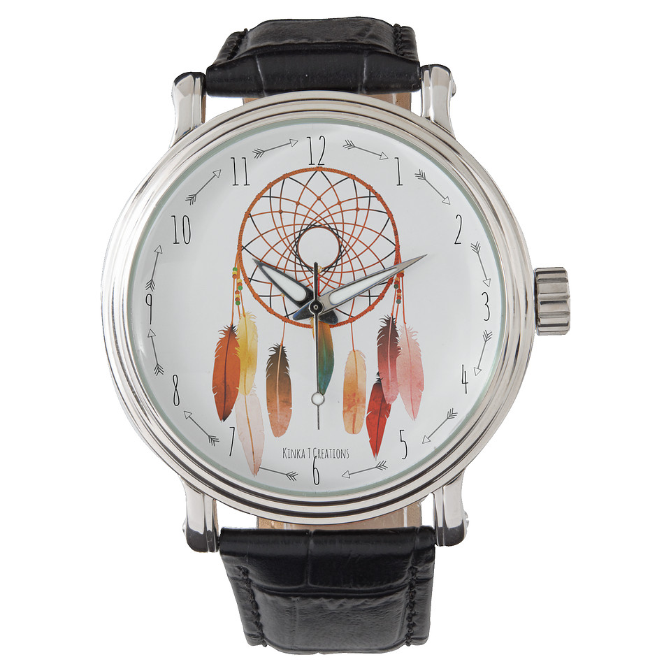 ($75.65) Men's Black Vintage Leather Wrist Watch: The Dream Catcher