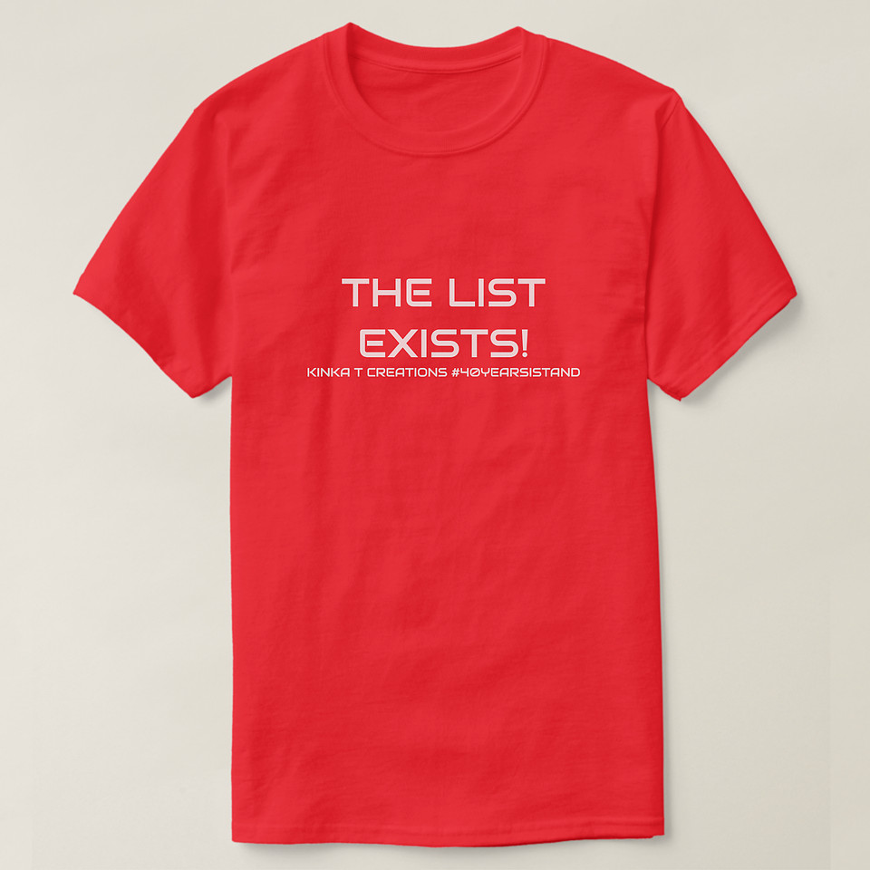 ($31.15) Basic Dark T-Shirt: The List Exists (wht text)