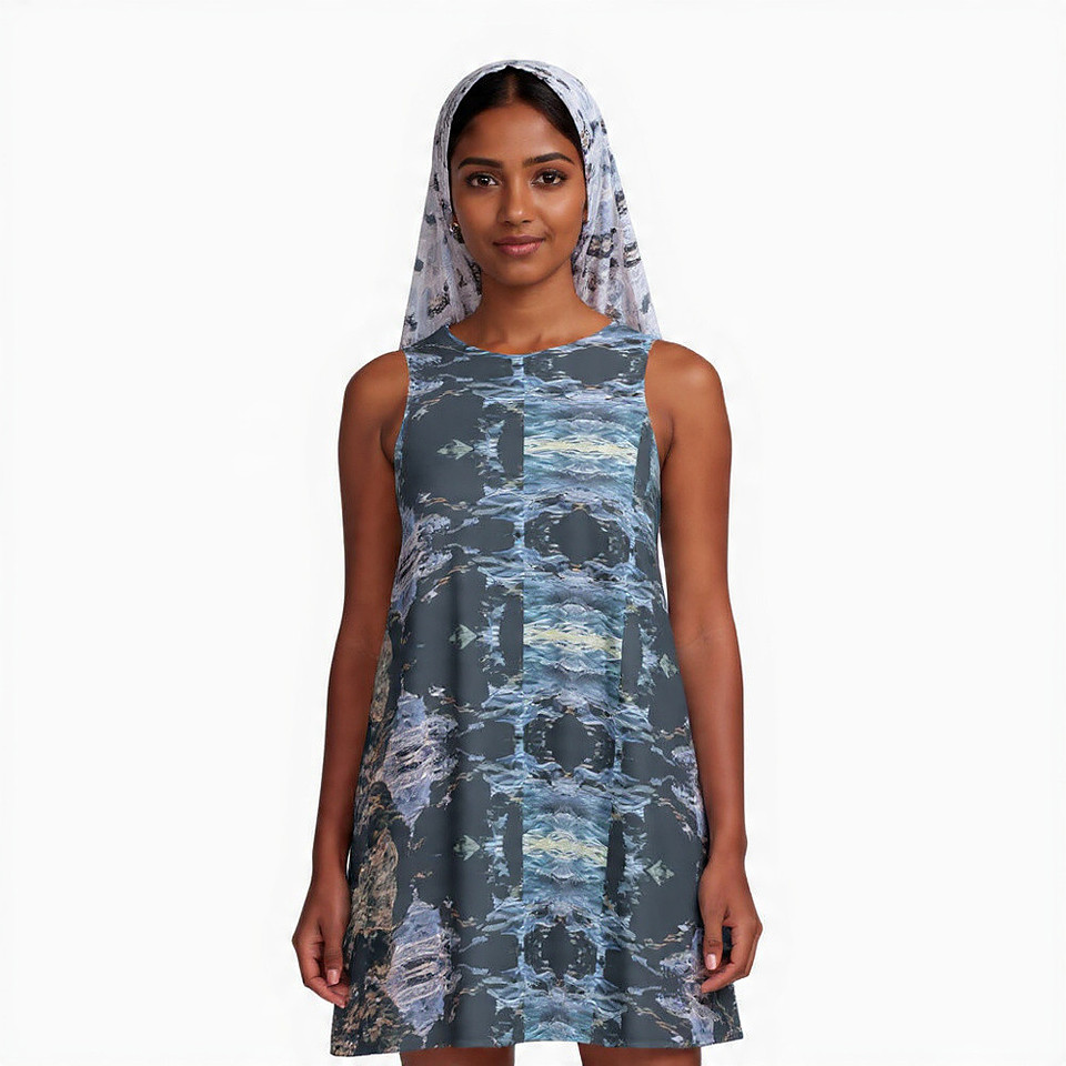 ($57.04) A-Line Dress: Blue Rhythm