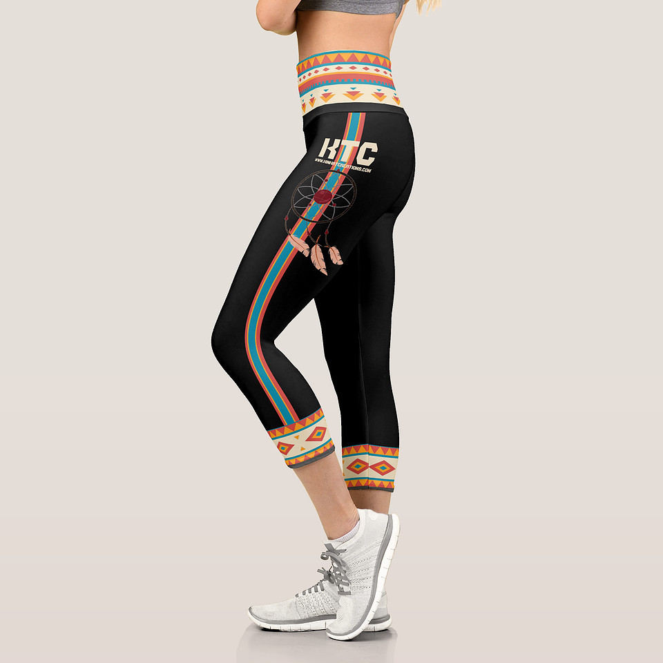 ($78) Hand Sewn Capri Leggings: Dream Catcher (black)