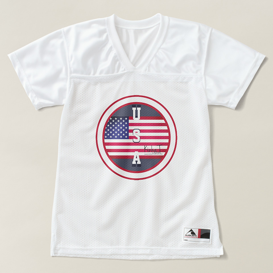 ($50.50) Women's Augusta Replica Football Jersey: U.S.A. Kinka T Creations